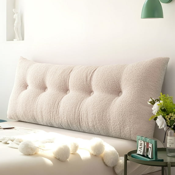 Lovote Headboard Pillow, Teddy Velvet Fabric, Bed Rest Reading Pillow, Removable & Washable Cover, Daybed Wedge Pillow for Twin Beds