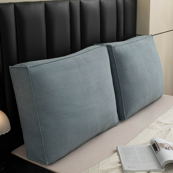 Desirable Life Corduroy Headboard Pillow 35.4" x 21.6" x 5.9" Full-Filled Backrest Wedge for Bed/Dorm Removable Washable Cover Supportive Reading Pillow