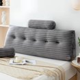 thumbnail image 1 of Lovote Triangular Headboard Pillow Corduroy Velvet Removable Cover Neck Support Roll Side Pockets Queen, 1 of 7