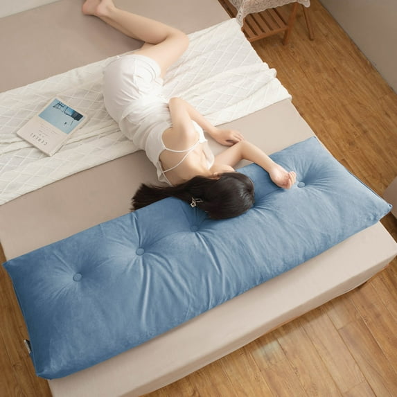 Lovote Triangular Headboard Pillow with Side Pockets, Chenille Fabric, Bed Rest Reading Pillow, Removable & Washable Cover, Daybed Wedge Pillow for Queen Beds