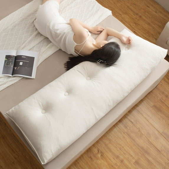 Lovote Triangular Headboard Pillow with Side Pockets, Chenille Fabric, Bed Rest Reading Pillow, Removable & Washable Cover, Daybed Wedge Pillow for Queen Beds