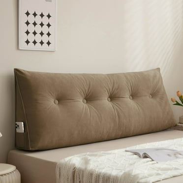 Desirable Life Triangular Headboard Pillow with Side Pockets, Chenille Fabric, Bed Rest Reading Pillow, Removable & Washable Cover, Daybed Wedge Pillow for Twin Beds