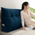thumbnail image 1 of Lovote Triangular Headboard Pillow with Side Pockets, Velvet Fabric, Vertical Stripe Pattern Bed Rest Reading Pillow, Removable & Washable Cover, Daybed Wedge Pillow for King Beds, 1 of 8