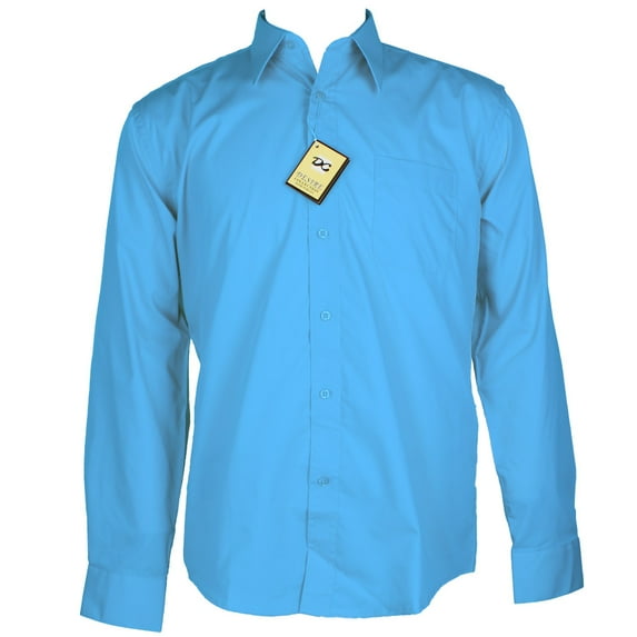 Desire Collection Men's Long Sleeve Classic Fit Pocket Dress Shirt Aqua 4XL