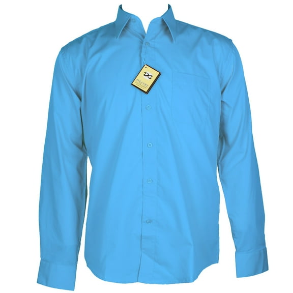 Desire Collection Men's Long Sleeve Classic Fit Pocket Dress Shirt Aqua XL