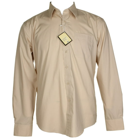 Desire Collection Men's Long Sleeve Classic Fit Pocket Dress Shirt Beige 3XL