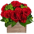 thumbnail image 1 of Desire by Arabella Bouquets Fresh Cut Flowers, 1 Red Rose with Elegant Wooden Vase, 1 of 6