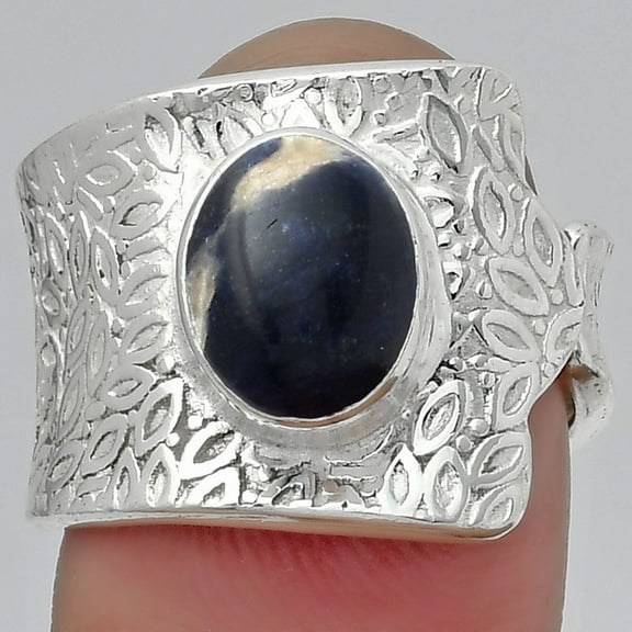 Desiregem Adjustable - Natural Sodalite 925 Sterling Silver Adult Women Ring s.7 Jewelry SDR152633