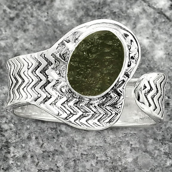 Desiregem Adjustable - Tektite Rough - Greek 925 Silver Adult Women Ring s.9 Jewelry SDR152467