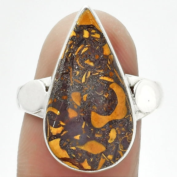 Desiregem Coquina Fossil Jasper - India 925 Sterling Silver Adult Women Ring s.8.5 Jewelry SDR152030
