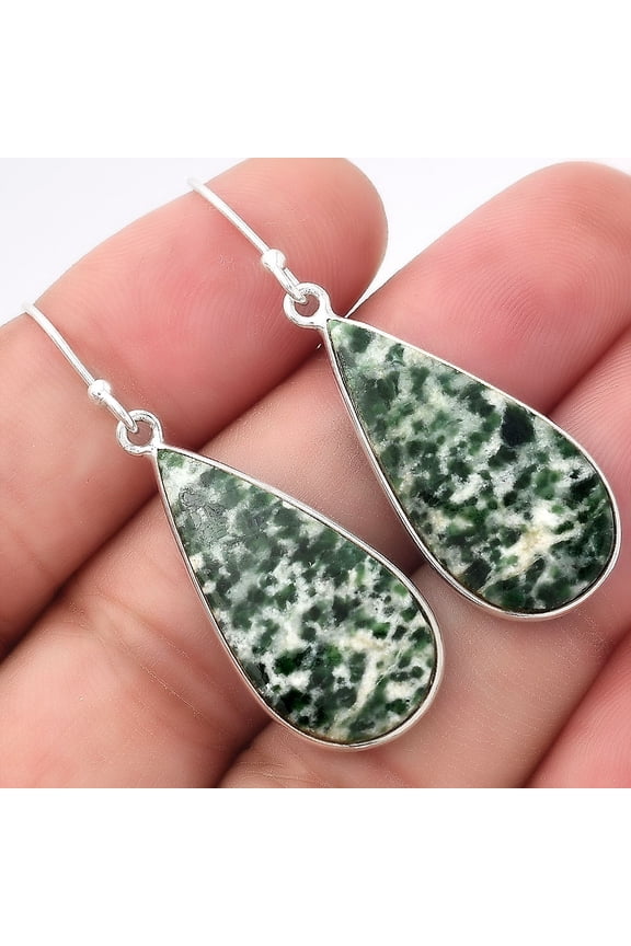 Natural Dioptase 925 Sterling Silver Adult Women Earrings Jewelry SDE53203
