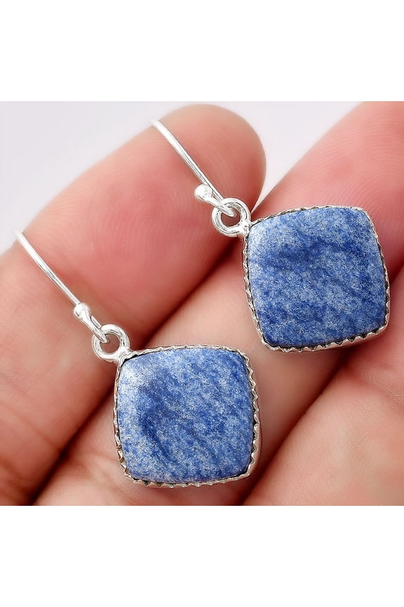 Natural Dumortierite Quartz 925 Sterling Silver Adult Women Earrings Jewelry SDE52741