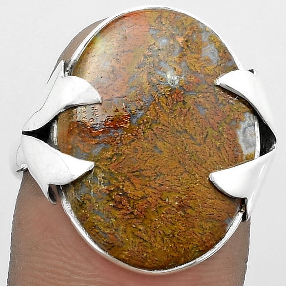 Desiregem Natural Red Moss Agate 925 Sterling Silver Adult Women Ring s.7.5 Jewelry SDR151631