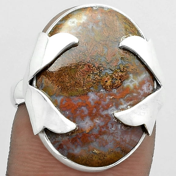 Desiregem Natural Red Moss Agate 925 Sterling Silver Adult Women Ring s.7.5 Jewelry SDR151656