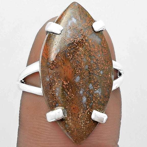 Desiregem Natural Red Moss Agate 925 Sterling Silver Adult Women Ring s.7.5 Jewelry SDR151698