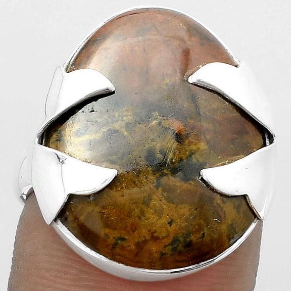 Desiregem Natural Red Moss Agate 925 Sterling Silver Adult Women Ring s.7 Jewelry SDR151630