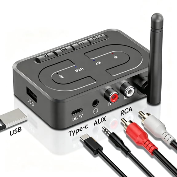 Desiso Bluetooth 6.0 Audio Receiver, Bluetooth Receiver Adapter with Built-in Microphone, Support Hands-free Calling, Plug and Play High Sound Quality for Home, Car, TV, Headphone