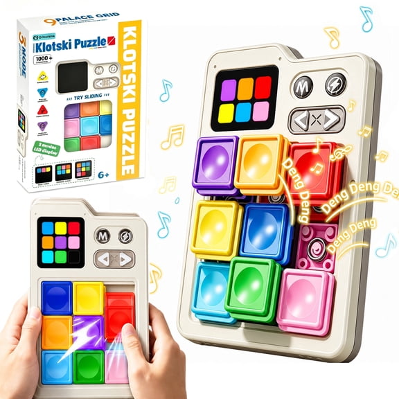 Desiso Slide Puzzle Games, Brain Teaser Puzzle Toy with Sound and Light Effects, 1300+ Challenges & 3 Modes, Block Puzzle Birthday Gifts for Kids Teens & Adults (Classic Style)