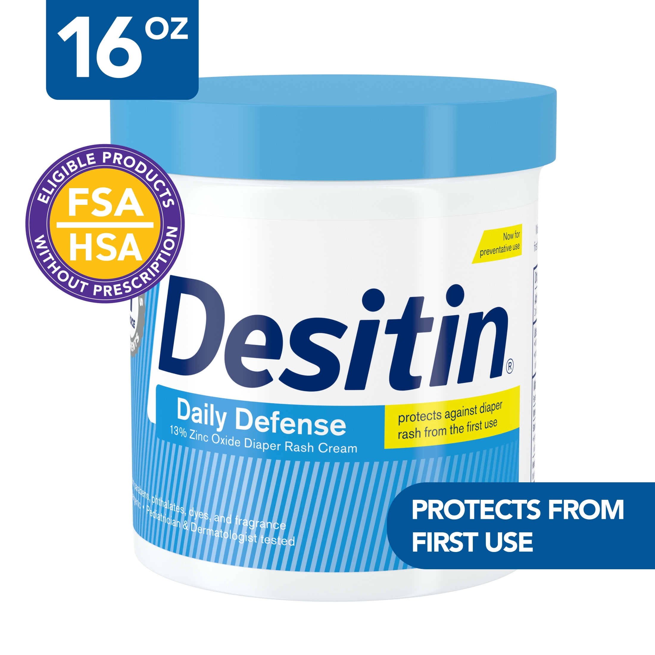 Desitin Daily Defense Baby Diaper Rash Cream, Butt Paste with 13