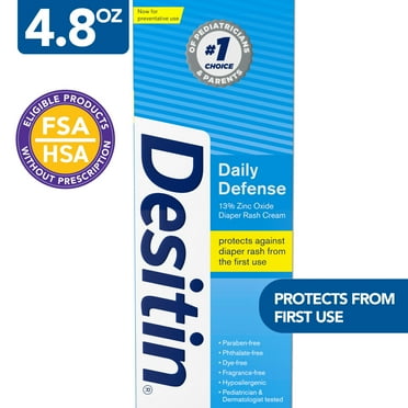 Desitin Daily Defense Baby Diaper Rash Cream, Butt Paste with Zinc Oxide, 4.8 oz
