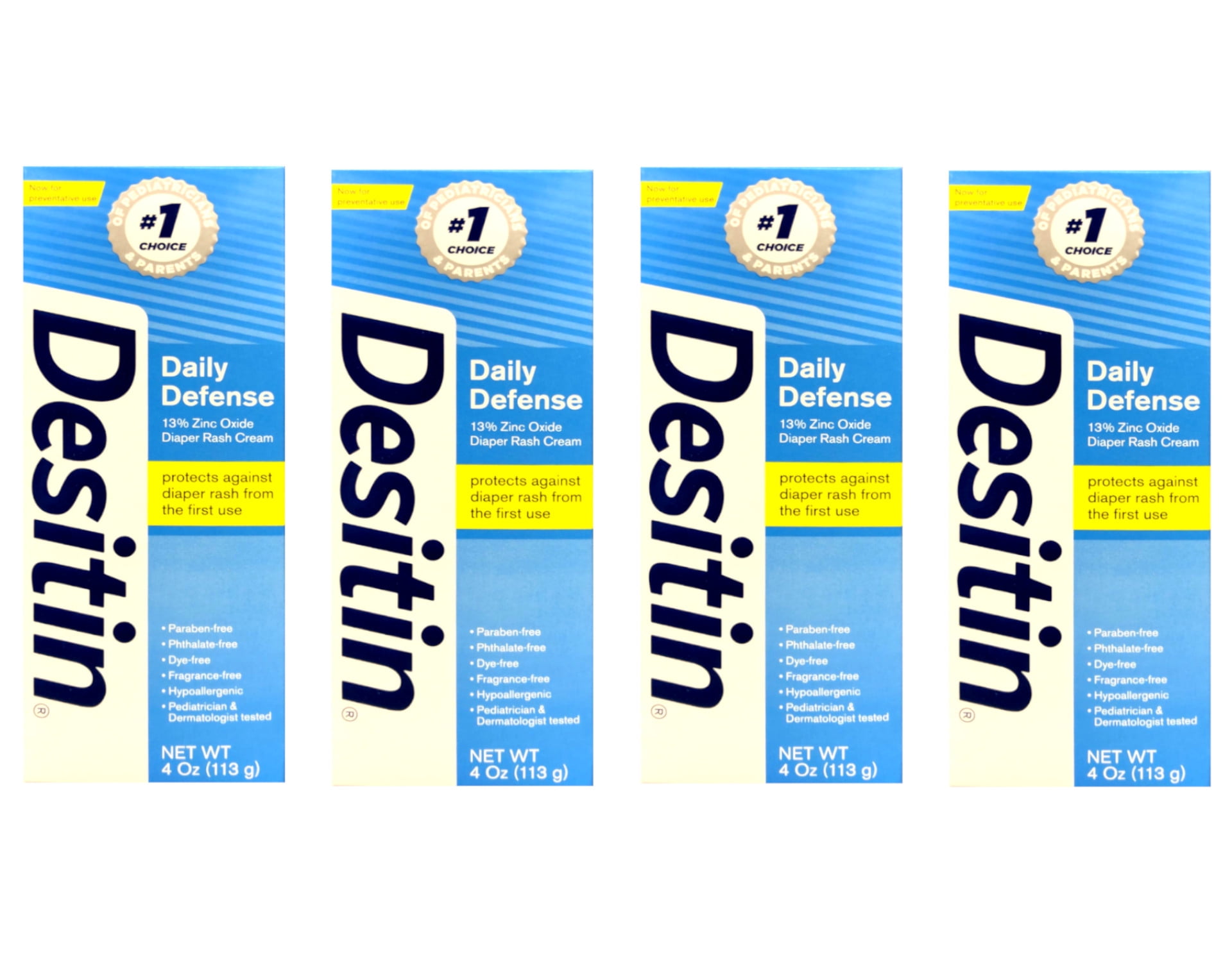 Desitin Daily Defense Zinc Oxide Diaper Rash Cream, 4 Oz., 4-Pack