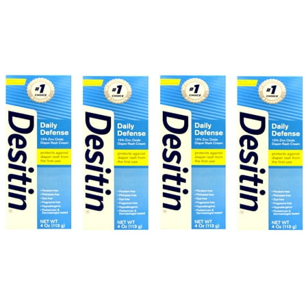 Desitin Daily Defense Zinc Oxide Diaper Rash Cream, 4 Oz., 4-Pack