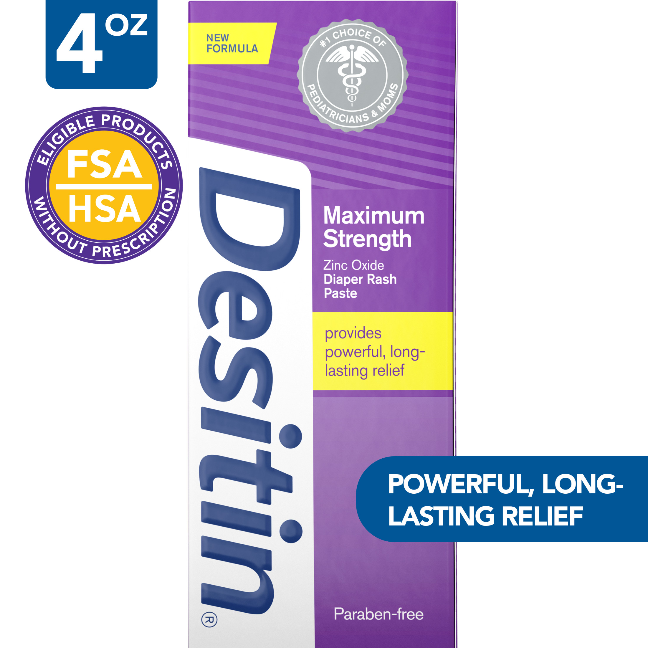 Desitin Maximum Strength Baby Diaper Rash Cream, Butt Paste with Zinc Oxide, 4 oz - image 1 of 11
