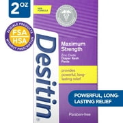 Desitin Maximum Strength Baby Diaper Rash Cream, Travel Size Butt Paste with Zinc Oxide, 2 oz