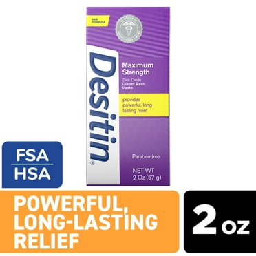 Desitin Maximum Strength Baby Diaper Rash Cream, Travel Size Butt Paste with Zinc Oxide, 2 oz