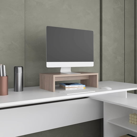 Desk with 1 Shelf, 5.4" H, Light Oak Tone | Efficient Workspace for Home Office and Creative Tasks | Crafted from Sustainably Sourced Engineered Wood | Helps Organize Office Essentials