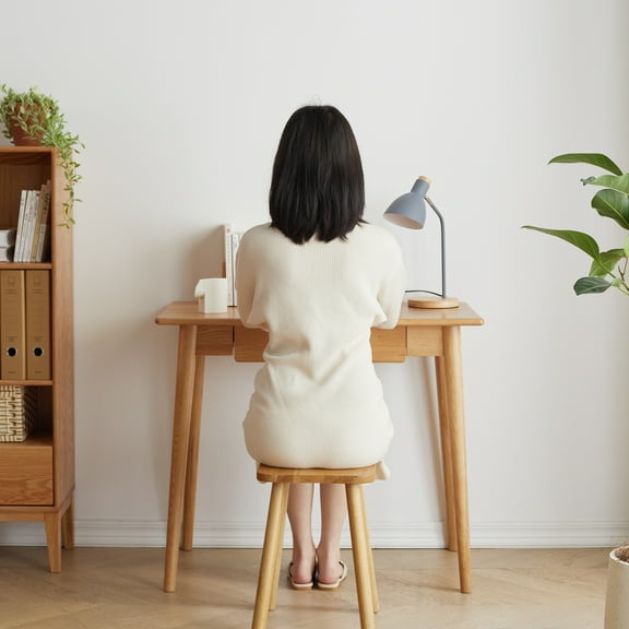 Desk 100% Solid Wood Natural Wood Computer Desk Study Desk Oak Natural Wood PC Desk Work Desk Dressing Table Slim Solid Wood with Drawer Simple Work