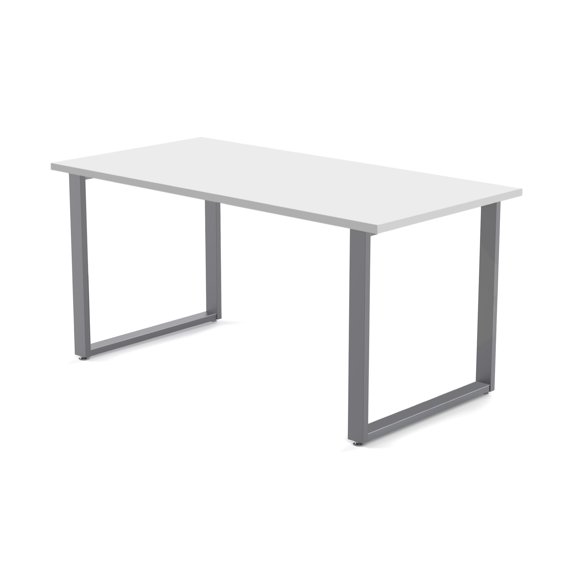 Desk (60"W x 30"D) with Wire Management, Designer White Laminate / Silver Finish