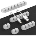 thumbnail image 1 of Desk Accessories for Charging Organizer - 5 Packs Grey Computer Desk Accessories and Adhesive Cord Organizer for Cable Holder Cleans Up Messy Wires at Home, Car and Office, 1 of 7