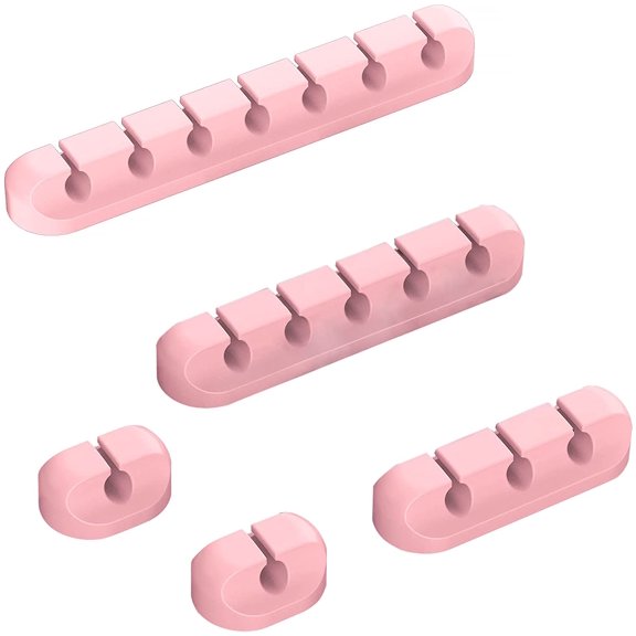 Desk Accessories for Charging Organizer - 5 Packs Grey Computer Desk Accessories and Adhesive Cord Organizer for Cable Holder Cleans Up Messy Wires at Home, Car and Office