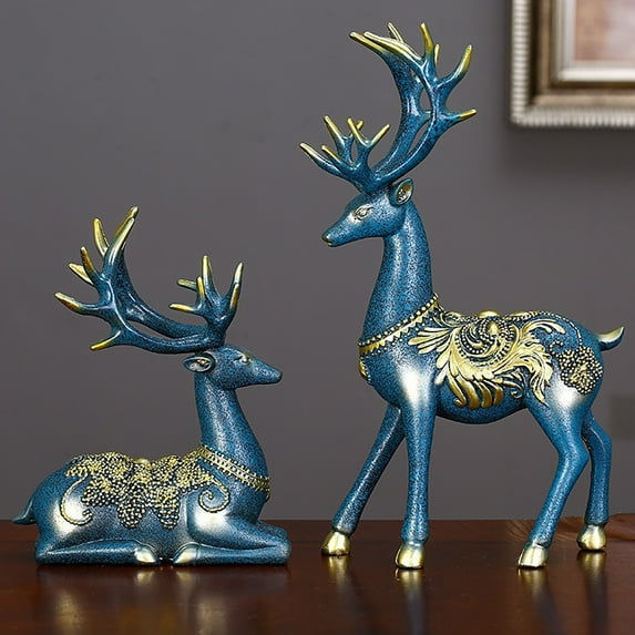 Desk Accessories Clearance! Creative Decorative Pieces Charm Deer Arts and Crafts Tv Cabinet Home Living Room Entrance Gift Decorations 2Pc Sika Deer Ornaments