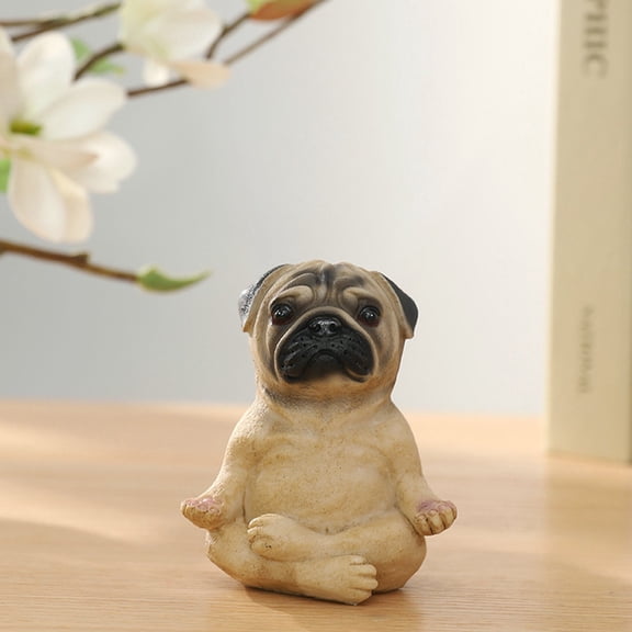 Desk Accessories Promotion Sale! Garden Decoration Meditation Dog Resin Ornament Gardening Crafts Sitting French Bull Dog Decor Garden Ornament Creative Yoga Decoration, Home Decor Clearance Sale