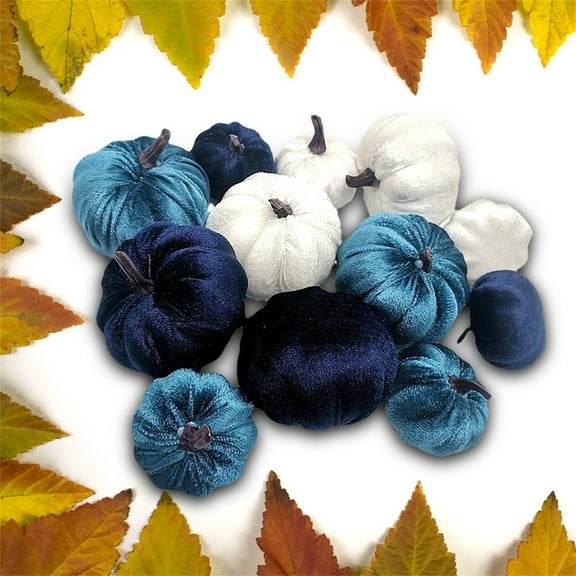 Desk Accessories Promotion Sale! Nomeni 12Pcs Mixed Artificial Pumpkins Pumpkins for Decorations Artificial Vegetables Harvests Decoration Ornament, Home Decor Clearance Sale Blue