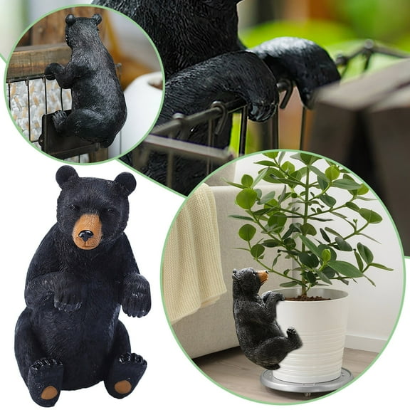 Desk Accessories Promotion Sale! Nomeni Black Bear Figurine Bear Home Garden Decor Bear Statue Rustic Potted Decoration, Home Decor Clearance Sale Black
