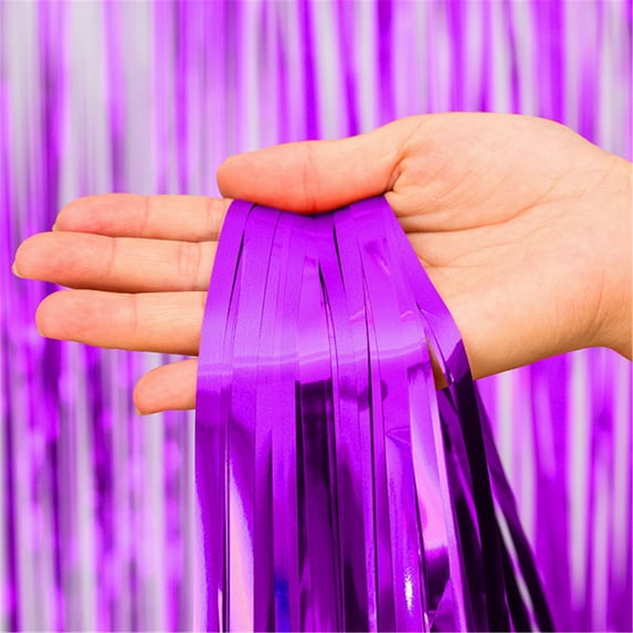 Desk Accessories Promotion Sale! Nomeni Foil Curtains Metal Shimmer Curtain for Birthday Wedding Party, Home Decor Clearance Sale Purple