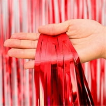 Desk Accessories Promotion Sale! Nomeni Foil Curtains Metal Shimmer Curtain for Birthday Wedding Party, Home Decor Clearance Sale Red