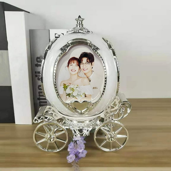 Desk Accessories Promotion Sale! Nomeni Frame Personalized Pumpkin Car Photo Frame Music Box Picture Frame Best, Home Decor Clearance Sale Silver