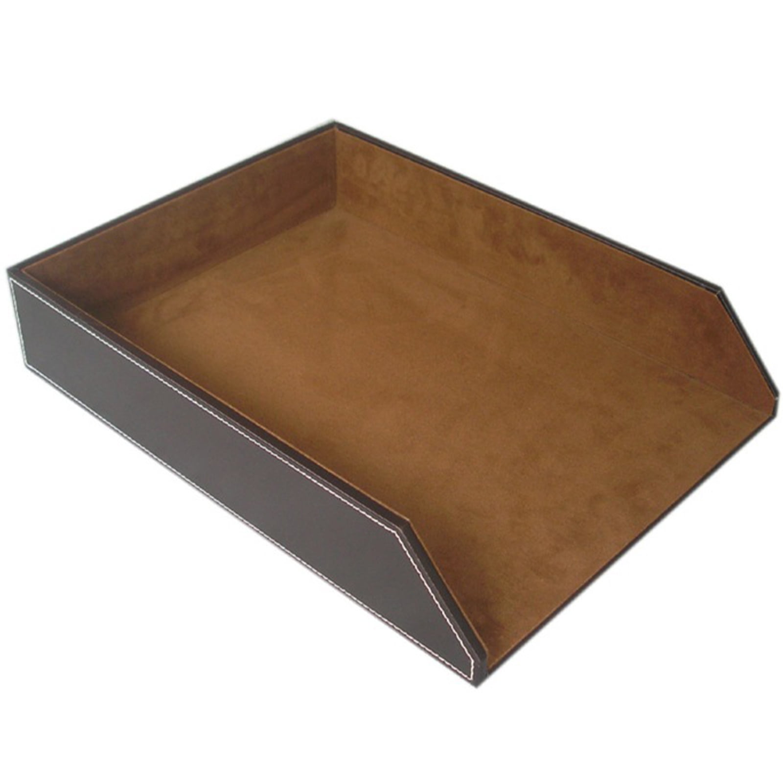 Desk Accessory A 4 File Holders Document Tray Featuring PU Leather Exterior And Protective Felt Inner Layer