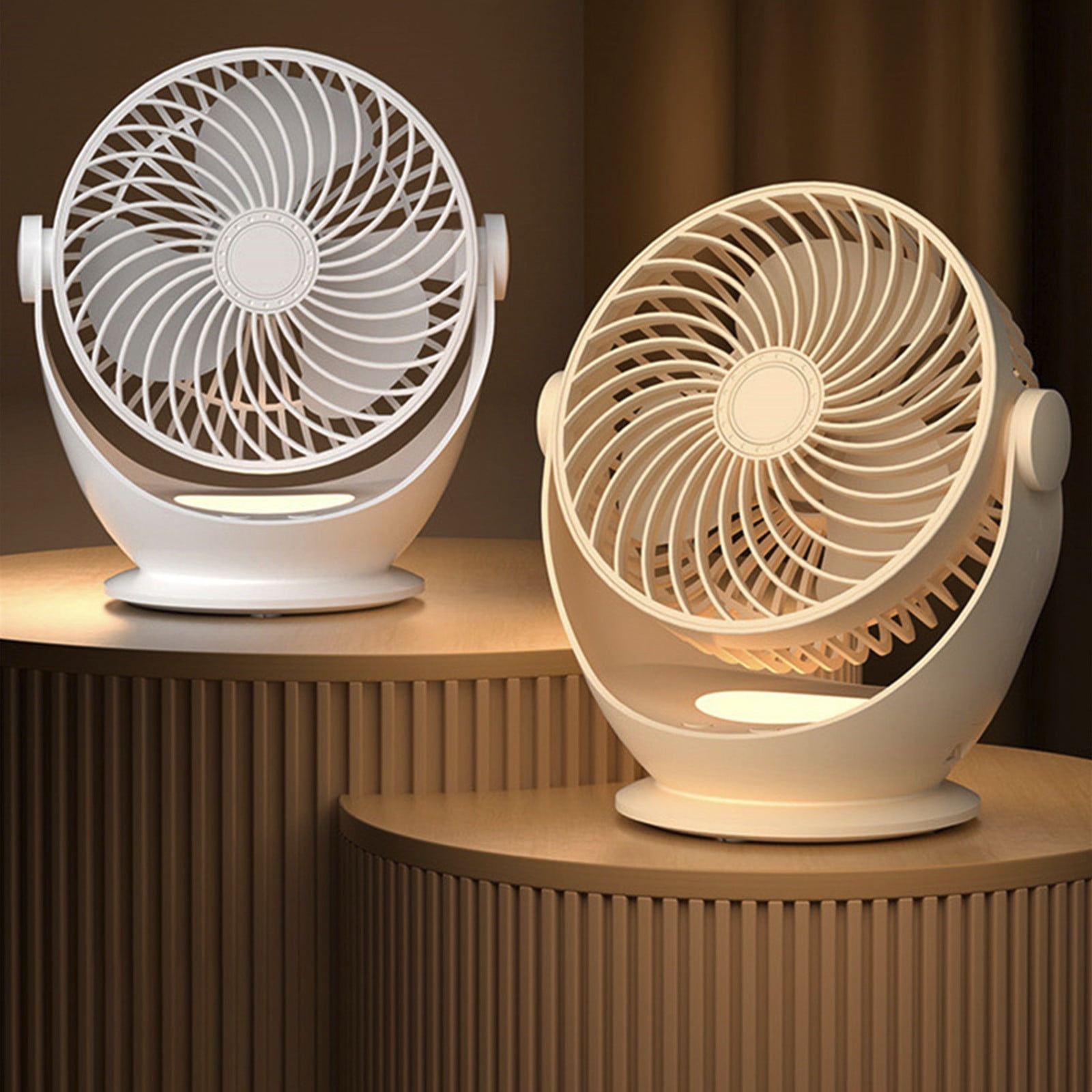 Desk Air Circulator Fan with Night Light, Small but Powerful 3 Speed Adjustable Tilt Table Fan for Home Dorm Office Bedroom Kitchen
