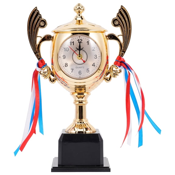 VERDANVERSE Desktop Trophy Alarm Clock Golden 1Pcs 9.6x6.1in
