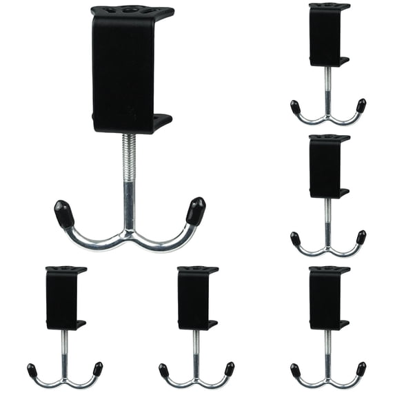 Desk Bag Hanger with Double Hooks - Headphone Holder Desk Clamp - Adjustable Thickness Mount - Workspace Organizer - Black