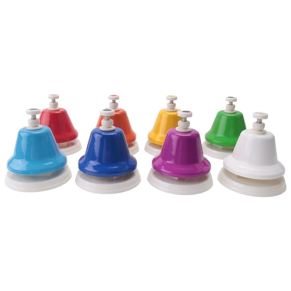 Desk Bells, 8 Notes Diatonic Metal Hand Bells, Rainbow Music Bells, Musical Learning Teaching Percussion Instrument