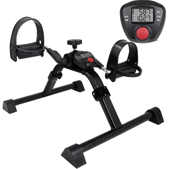 Under Desk Bike Pedal Exerciser Ergometer with LCD Display – Mini Pedal Exerciser for Arm & Leg Workout, Folding Desk Cycle for Home Office, Physical Therapy & Low Impact Cardio