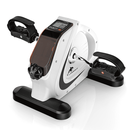 Under Desk Bike Pedal Exerciser, Foldable Mini Exercise Bike for Leg and Arm Workouts, Fully Assembled Desk Bike Peddler Machine for Seniors with Clear LCD Display & Adjustable Resistance
