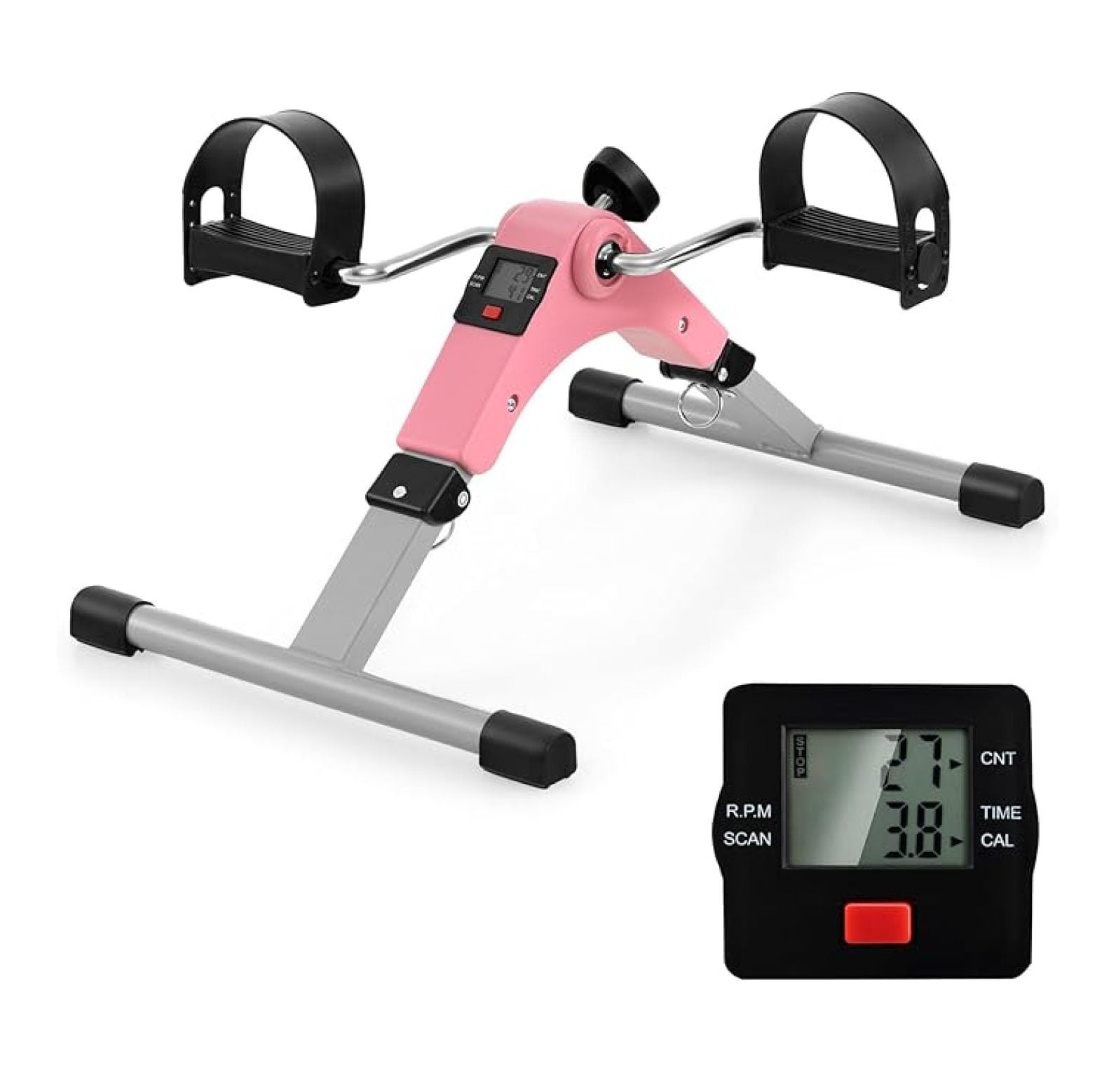 Under Desk Bike Pedal Exerciser, Folding Mini Exercise Bike with LCD ...