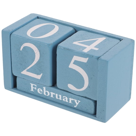 WEAVILUX Reusable Wooden Block Calendar Sky-Blue for Daily Date Tracking